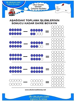 Çocuklar İçin toplam işlemi yaprak testleri 